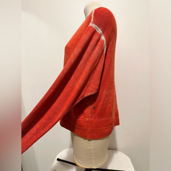 Lululemon Cashmere Blend Orange Red Knit Crewneck Sweater 10 12 L XL - Picture 4 of 8